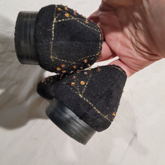 Coldwater‎ Creek Women's SZ 8 black beaded sequined flats festival artsy vintage - Picture 5 of 10